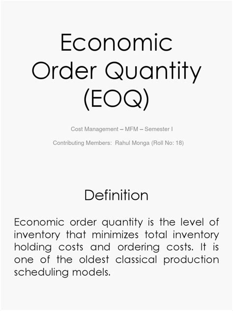 economic order quantity  economics business economics