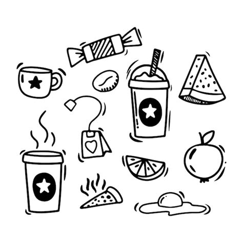 Premium Vector Doodle Style Hand Drawing Food And Drink Isolated