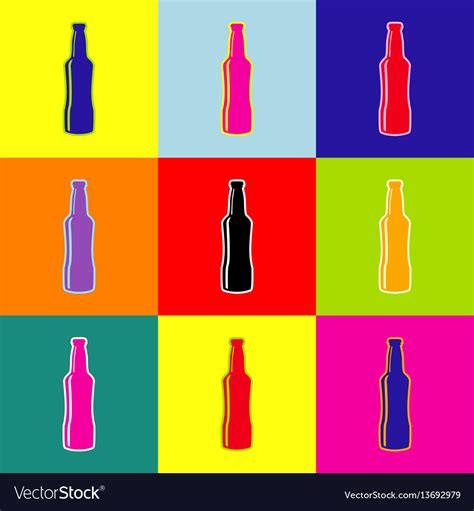 Beer bottle sign pop-art style colorful Royalty Free Vector