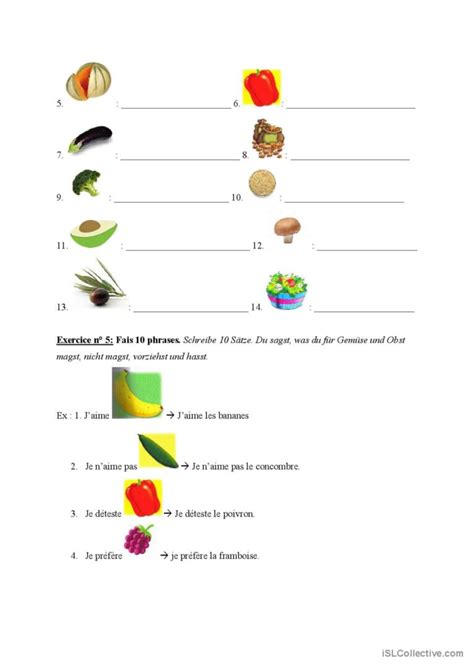 Les Fruits Et Légumes Compréhension English Esl Worksheets Pdf And Doc