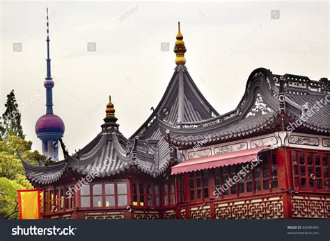 Tv Tower Old Houses Roofs Yuyuan Stock Photo 84086380 Shutterstock