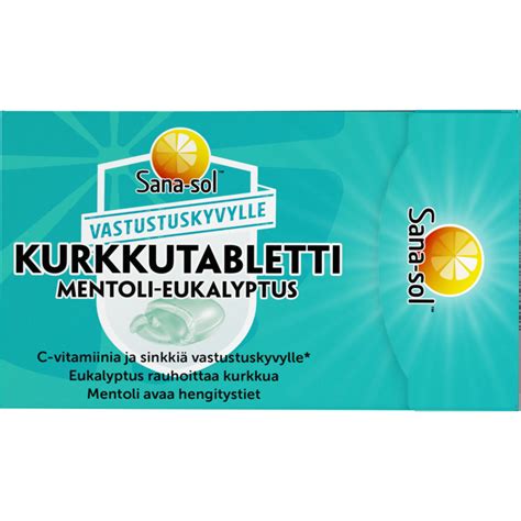 Kurkkutabletti Sana Sol 16 Kpl Mentoli Eukalyptus Tokmanni Fi