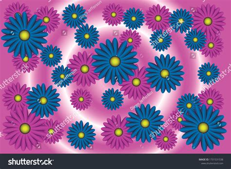 Wallpaper Pink Flowers Blue Flowers Stock Vector (Royalty Free ...