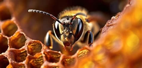 Un Gros Plan Du Visage D Une Abeille Photo Premium