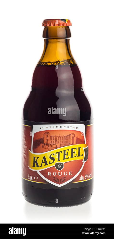 Bottle Of Kasteel Rouge Fruit Beer Isolated On A White Background Stock