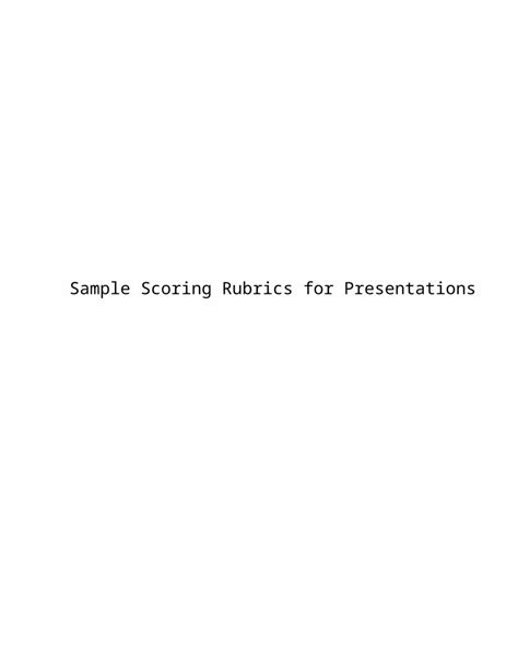 Doc Scoring Rubric For Oral Presentations Example Dokumen Tips