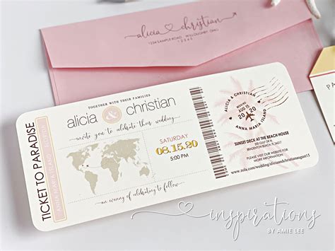 Boarding Pass Wedding Invitations Destination Wedding Plane Ticket Beach Wedding Travel