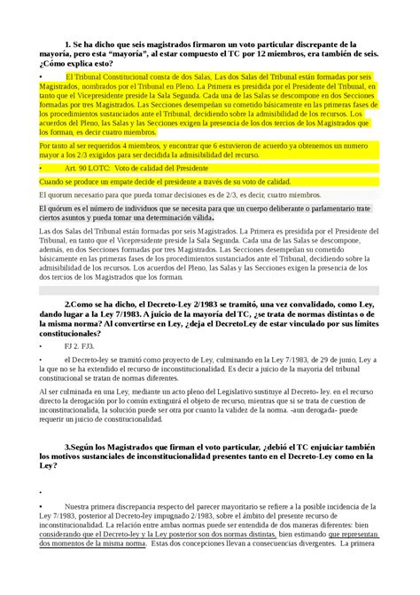 Practica Constitucional Ejercicios De Derecho Constitucional Docsity