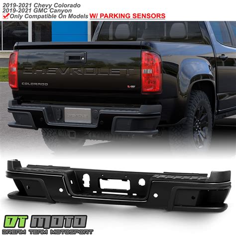 2019 2021 Chevy Colorado GMC Canyon W Sensor Holes Black Steel Rear