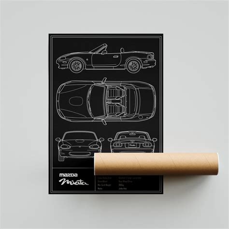 Mazda Miata Nb Blueprint Poster Etsy