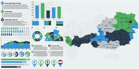 Gedetailleerde Kaart Van Oostenrijk Met Infografische Elementen Vector