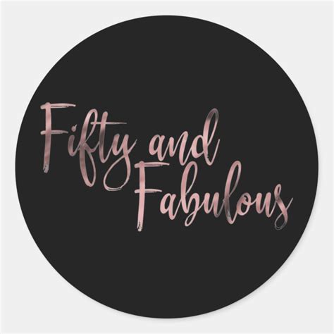 Fifty And Fabulous Rose Gold On Black Birthday Classic Round Sticker