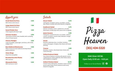 Pizza Heaven Takeout Menu Template By Musthavemenus