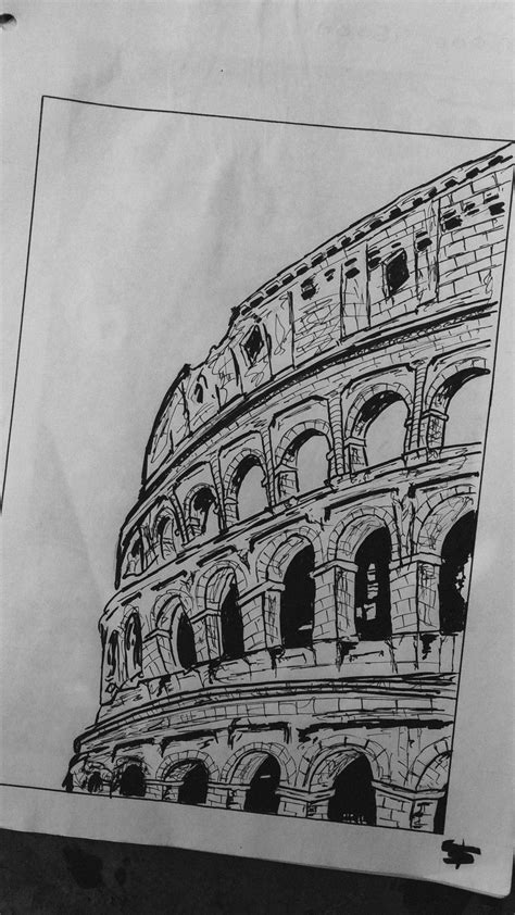 The Colosseum Rome Drawing | Creative sketches, Drawings, Colosseum rome