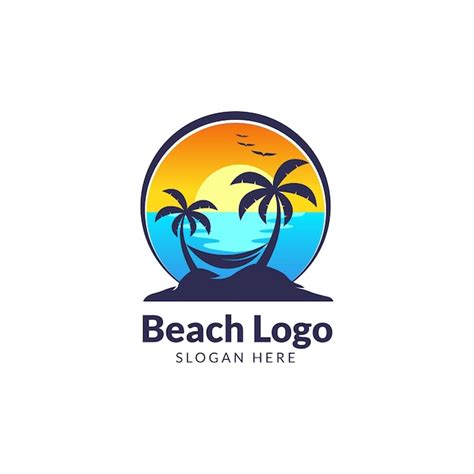 Plantilla De Logotipo De Playa Hola Verano Vector Premium