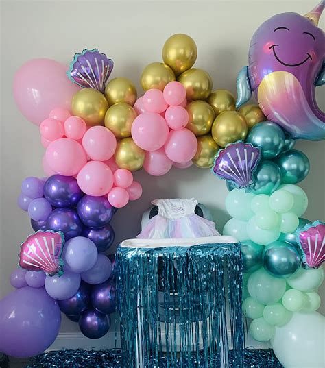 GIHOO 150pcs Mermaid Tail Balloon Garland Arch Kit Mermaid Theme Girl