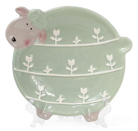 Тарілка керамічна "Овечка" 23.3х21.4см, м'ятна | Decorative plates ...