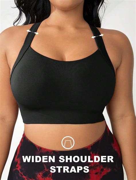 Shein Yoga Basic Plus Size Medium Support Criss Cross Back Sports Bra