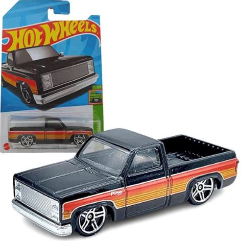 Carrinho Hot Wheels Chevy Silverado Preto Slammed Mattel Carrinho De Brinquedo Magazine