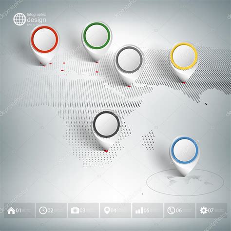 World Map With Pointer Marks Infographic For Business Design And