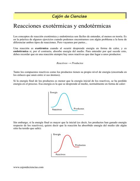 Reacciones exotérmicas y endotérmicas