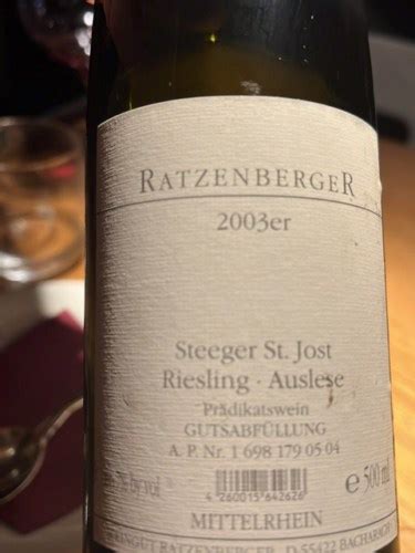 Ratzenberger Steeger St Jost Riesling Auslese Vivino Deutschland