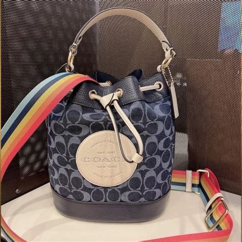 Coach Original Dempsey Drawstring Bucket Bag In Signature Jacquard With