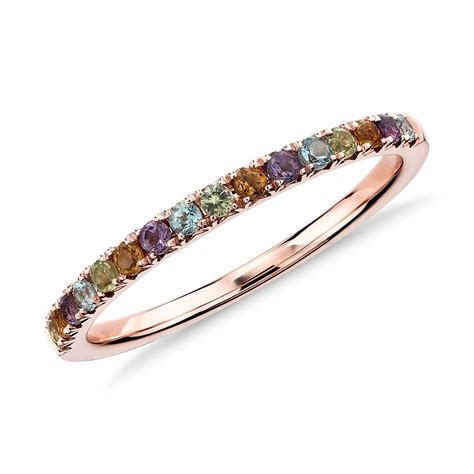 Multi Gemstone Pavé Ring In 14k Rose Gold 15mm Blue Nile