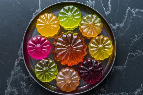 Colorful Jelly Desserts on a Plate, Assorted Fruit Flavors Stock ...