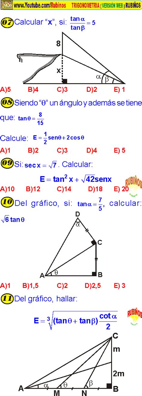 Razones Trigonometricas De Angulos Agudos Ejercicios Resueltos Pdf Razones Trigonometricas
