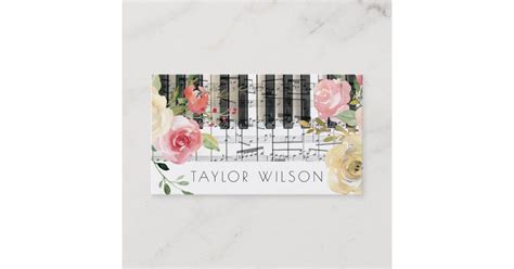 Flowers Pianist Music Teacher Business Card Zazzle