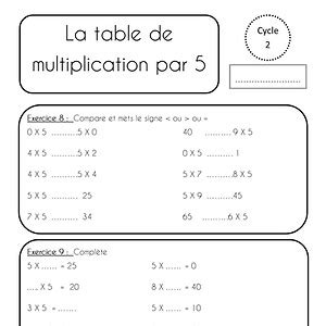 Invalide Se Blottir Examen Minutieux Exercice Table De Multiplication