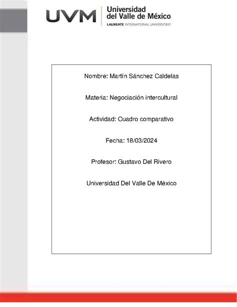 Cuadro Comparativo Nombre Mart N S Nchez Caldelas Materia