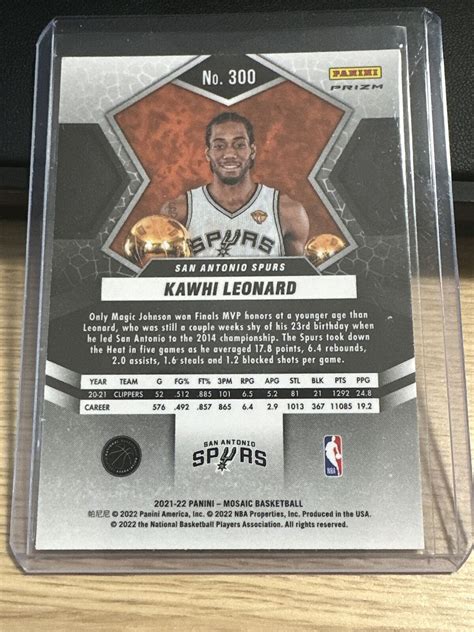 2021 22 Mosaic Basketball KAWHI LEONARD FINALS MVP SILVER