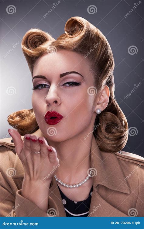 Woman Blowing A Kiss Old Fashioned Style Royalty Free Stock Image Image 28173206