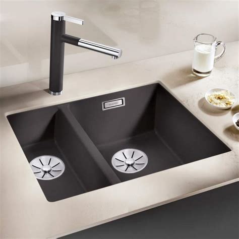 Blanco Subline Silgranit U Kitchen Sink Right Hand Rock Grey