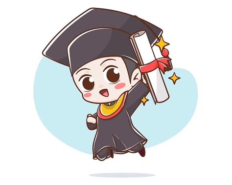 Lindo personaje de dibujos animados de graduación de estudiante