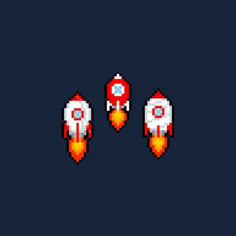 Premium Vector Pixel Art Cartoon Rocket Icon Set