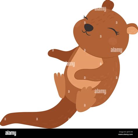 Sea Otter Clipart In Cute Cartoon Style Happy Clip Art Sea Otter Vector Illustration Of An