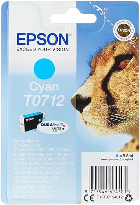 Epson T Cheetah Cyan Genuine Durabrite Ultra Ink Amazon Co Uk