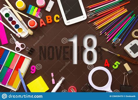 November 18th Day 18 Of Month Calendar Date School Notebook And