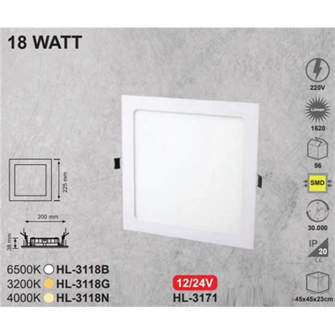 18W Kare Led Panel Armatür