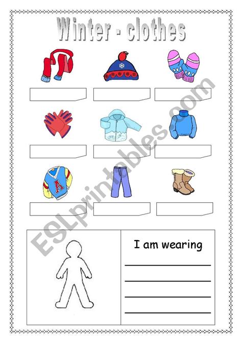 Winter Clothes Matching ESL Worksheet By Sylwineczka