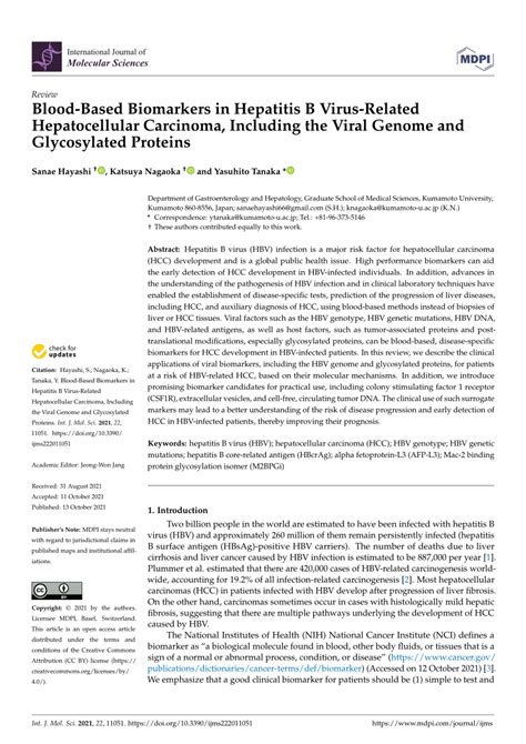 Pdf Blood Based Biomarkers In Hepatitis B Virus Related