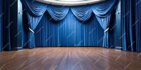 Premium AI Image | Realistic theater Blue dramatic curtains spotlight ...