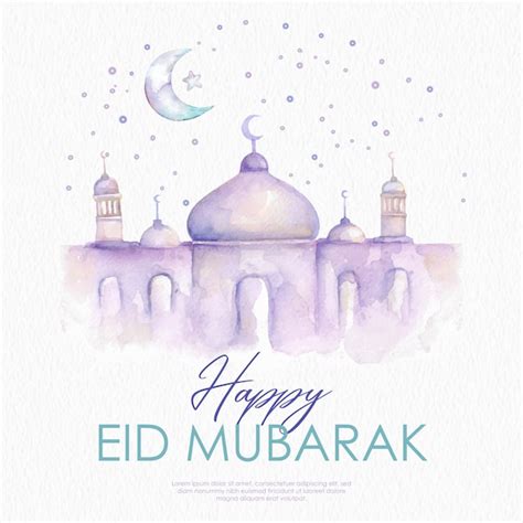 Premium Vector Eid Mubarak Islamic Watercolor Illustration