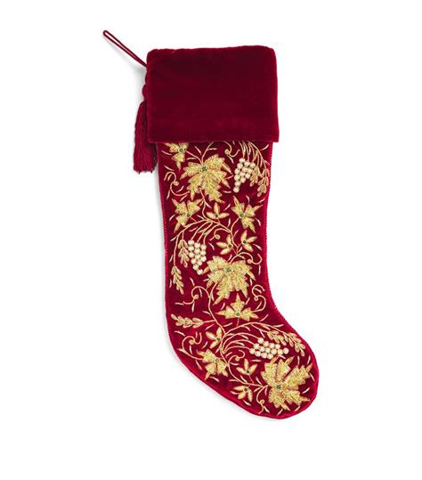 Harrods Velvet William Morris Embellished Balmoral Stocking Multi