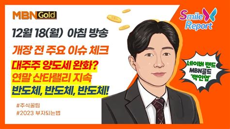 백인엽 매니저 개장 전 주요 이슈체크대주주 양도세 완화 Youtube