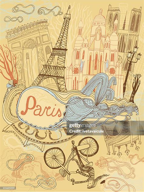 Eiffel Tower Notre Dame And Arc De Triomphe In Paris High Res Vector Graphic Getty Images