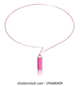 Pink Pencil Reflection Drawing Oval Speech Stock Illustration 194680409